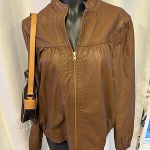 Elegant Brown Leather Women's Jacket